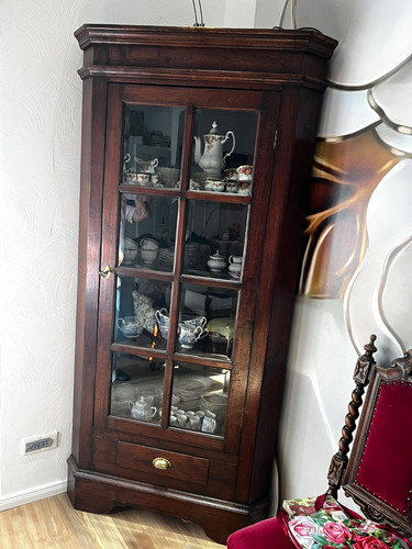 Antiker eckschrank holz glas - antiker, holz/glas