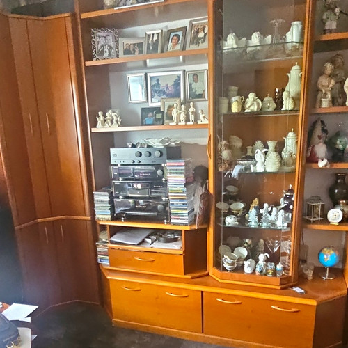 Eckschrank wohnwand holz glas - eckschrank,