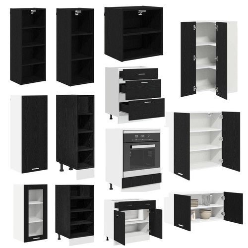Schwarz eiche küchenschrank - eiche,